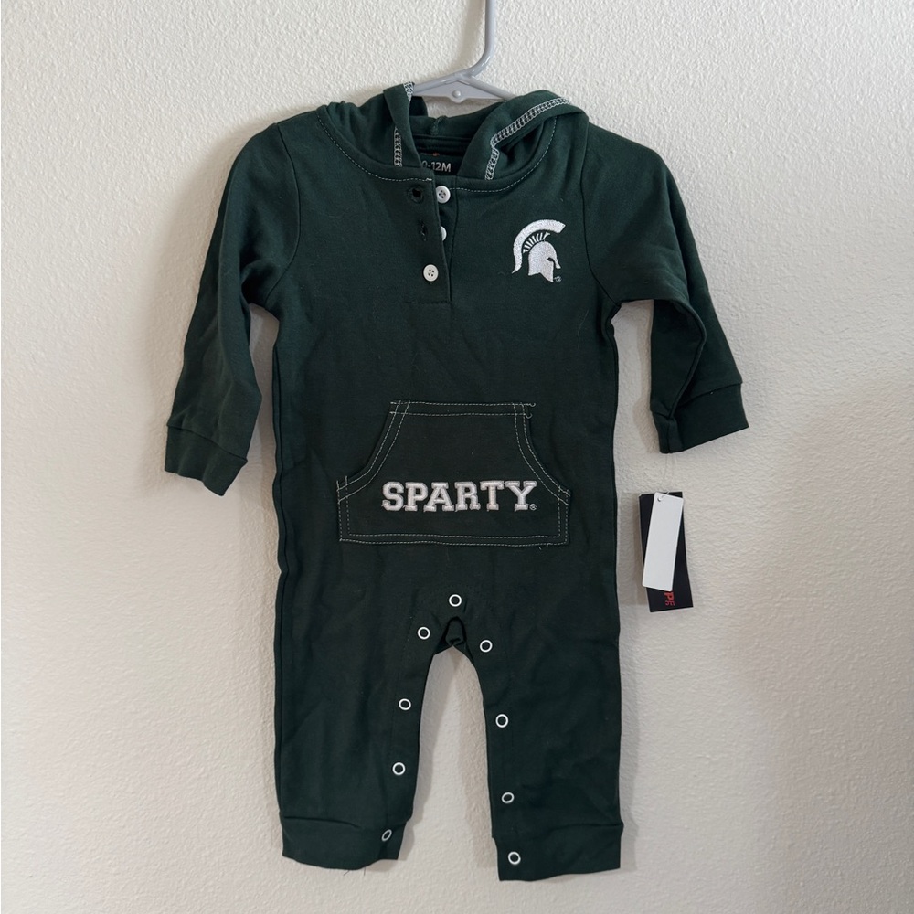 Green Michigan State Spartans Baby Romper